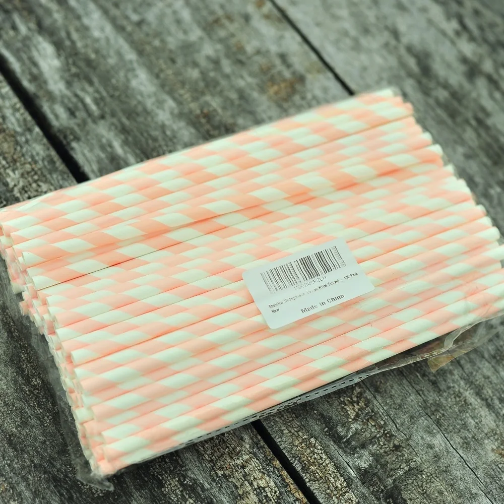 Pink White Candy Cotton Straws